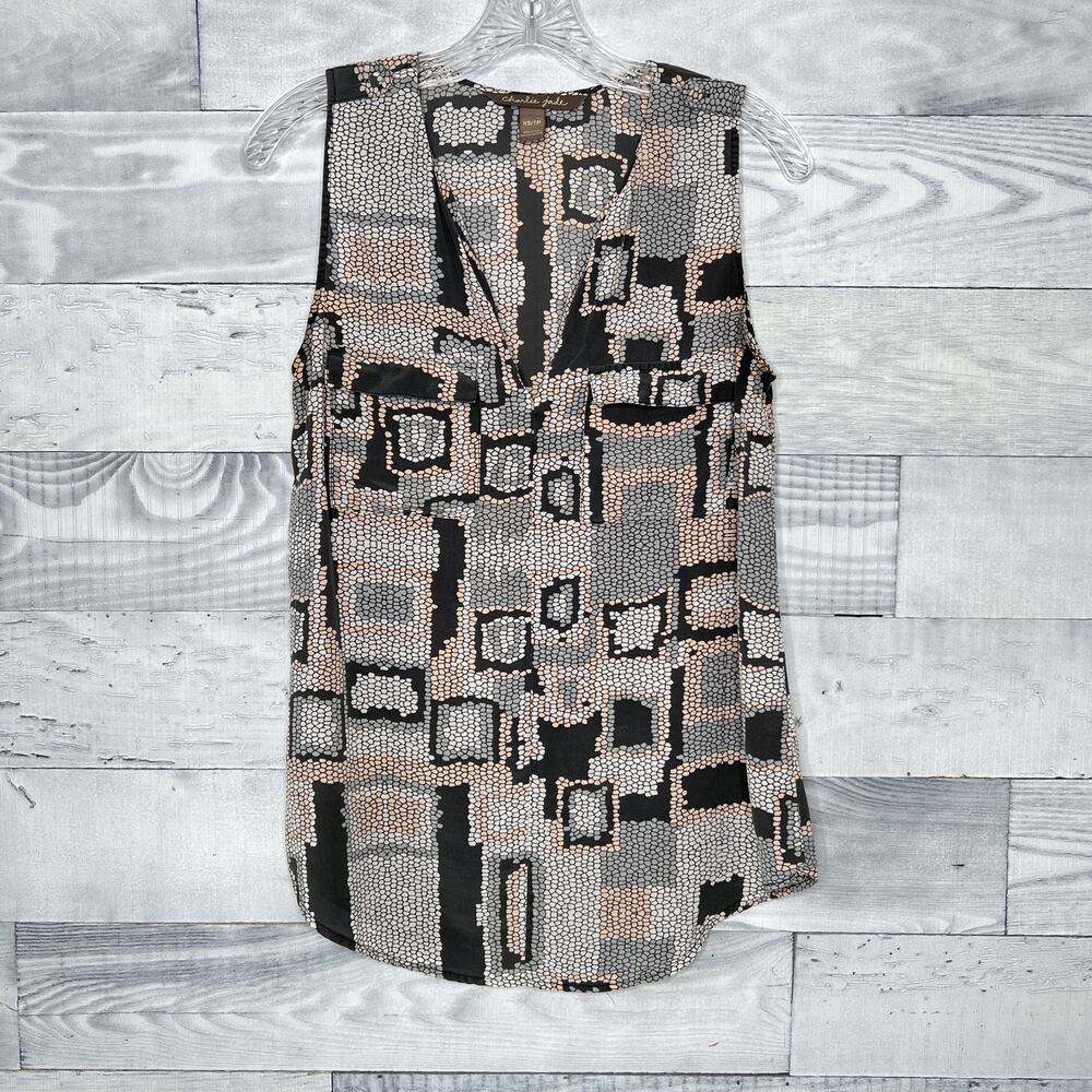 Charlie Jade Silk Geometric Sleeveless Top